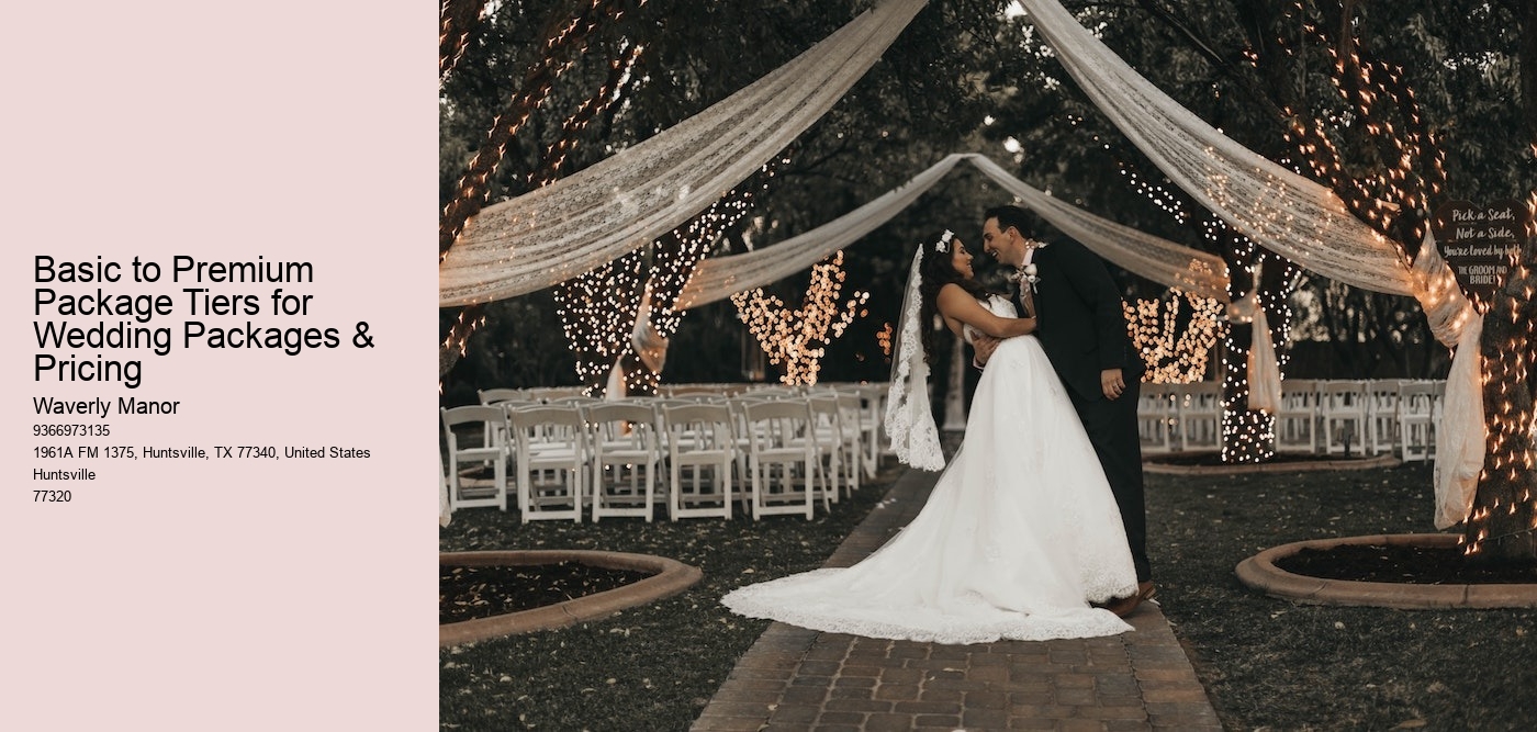 Basic to Premium Package Tiers for Wedding Packages & Pricing